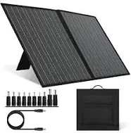 Panana 100W Foldable Solar Panel 18V Portable Solar Cell Solar Charger with 10-in-1 DC Connectors USB/Type-C/DC Port for Outdoor Power Station RV Camping Off Grid Backyard Use