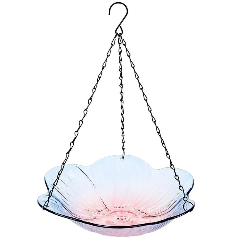 The Lakeside Collection Hanging Glass Birdbaths - Large