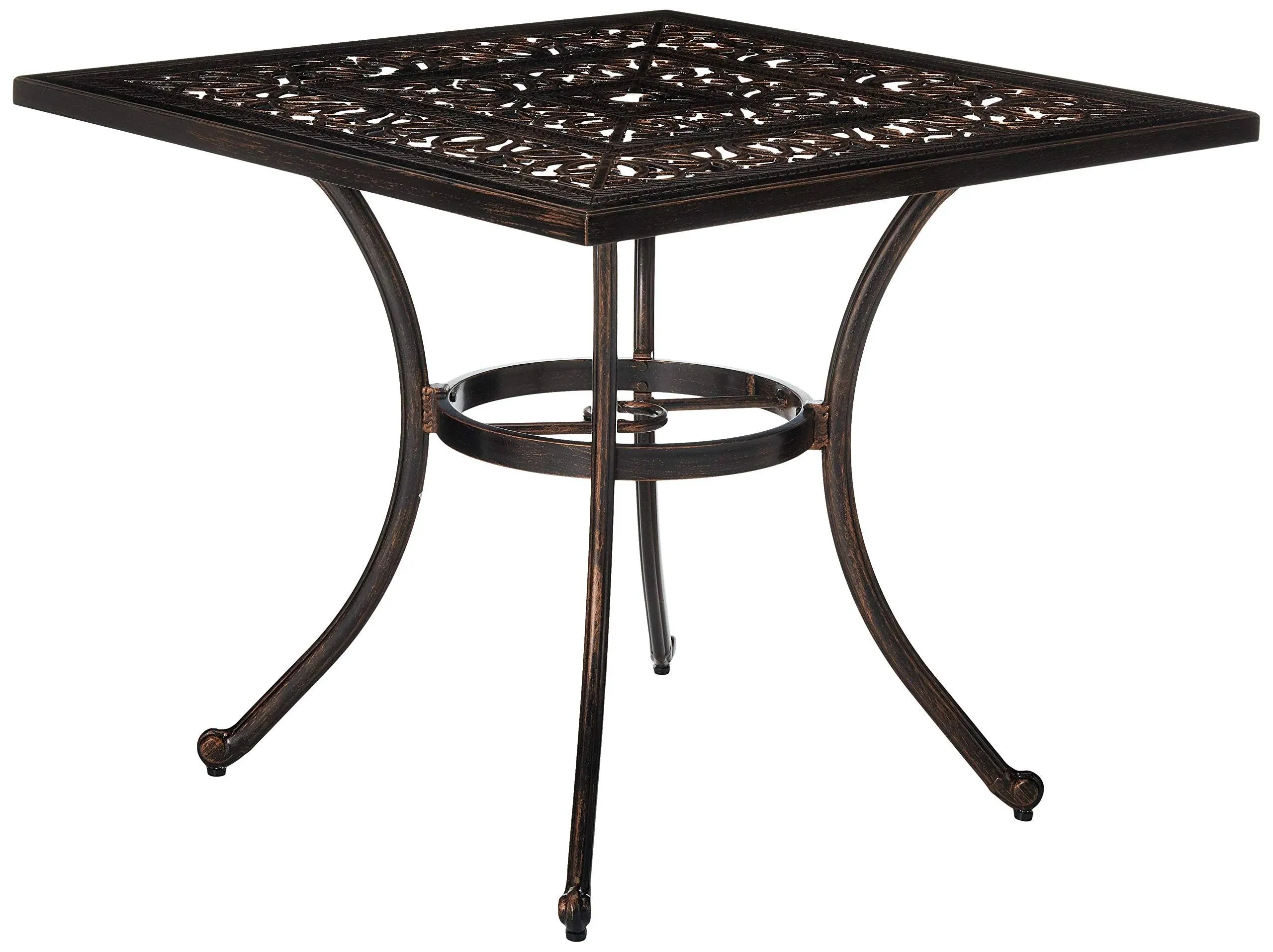 Jamie Outdoor Square Cast Aluminum Dining Table, Shiny Copper