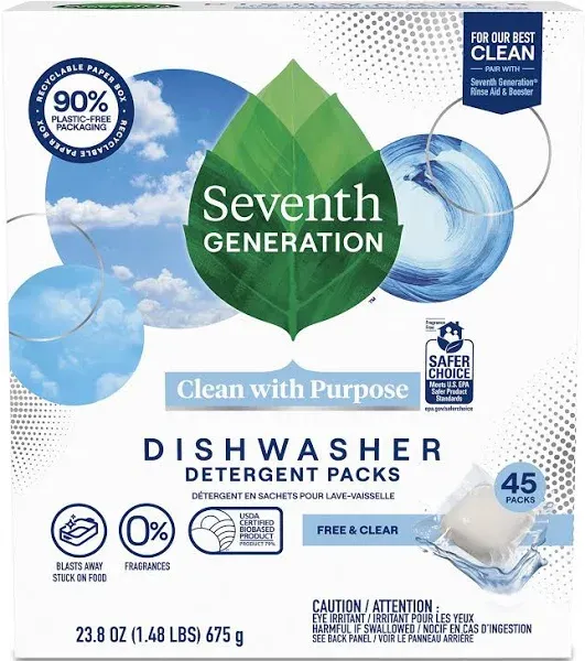 Seventh Generation Dishwasher Detergent Packs Free & Clear