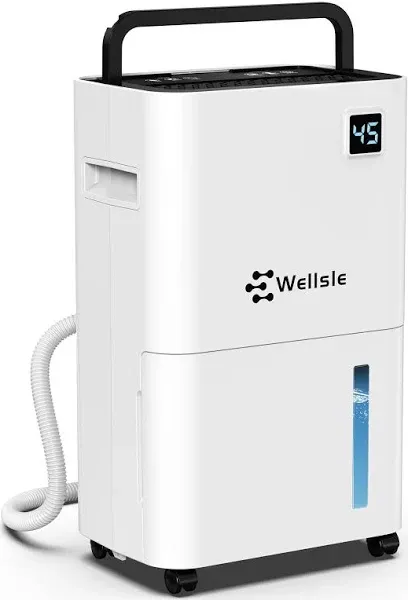 Wellsle 50 Pint Dehumidifier for Bedroom & Basement with Smart Humidity Control, 24hr Timer, Home Dehumidifier with Drain Hose for Continuous