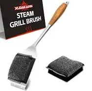 Grill Brush Bristle Free,Unique Steel Fibers Pad [Safe & Efficient] Perfect for Cast Iron/Stainless-Steel Grates - with 1 Replaceable Cleaning Head - Safe Grill Brush for Outdoor Grill