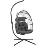 Yechen Egg Swing Chair with Stand, Rattan Wicker Hanging Egg Chair for Indoor Outdoor Bedroom Patio Hanging Basket Chair Hammock Chair with Aluminum