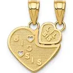 10K Yellow Gold Big Sis Lil Break Apart Heart Necklace