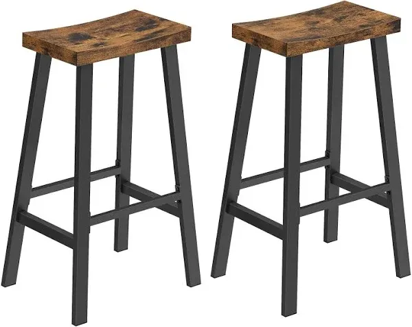 VASAGLE Bar Stools Set of 2, Counter Height Stools, Bar Chairs with Footrest, 29.1 Inches Tall Kitchen Breakfast Stools, Industrial, Living Room Party Room, Rustic Brown ULBC094B01