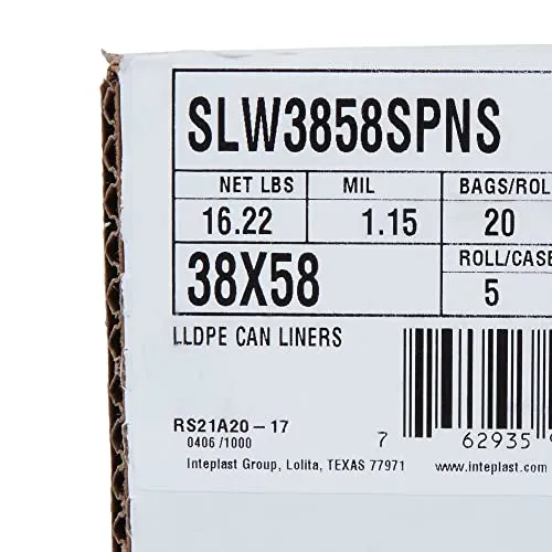 Inteplast Group High-Density Commercial Can Liners, 16 gal, 8 microns, 24" x 33", Natural, 50 Bags/Roll, 20 Rolls/Carton (IBSS243308N)