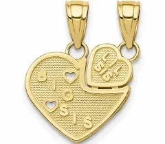 10K Gold Big Sis Lil Sis Break-Apart Heart Charm