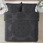 Beatrice Home Fashions Medallion Chenille Bedspread Full Charcoal