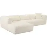 TOV Furniture Tarra Fluffy Oversized Cream Corduroy Modular LAF Sectional