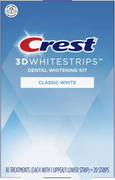 3D White Strips Classic White at-Home Teeth Whitening Kit, 10 Treatments US