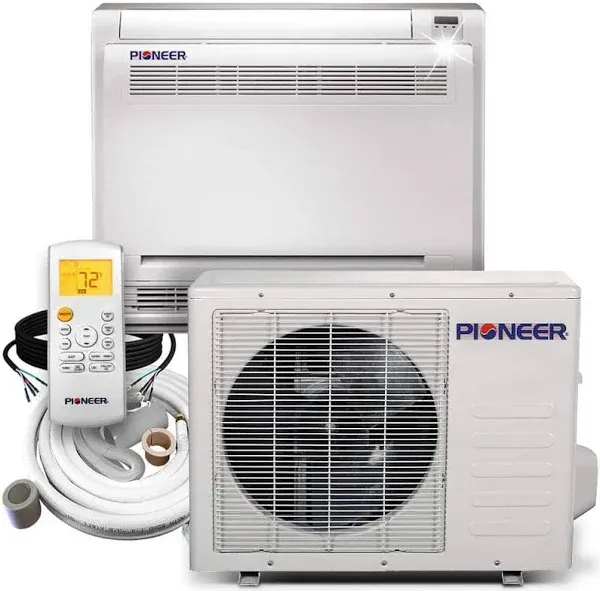 Pioneer® 12,000 BTU 22.7 SEER2 Floor Console Mini-Split Inverter++ Energy-Star Air Conditioner Heat Pump System Full Set 230V