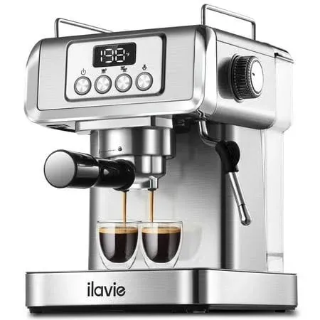 ILAVIE 20 Bar Pro Espresso Machine Home Stainless Coffee Maker, 1.8L Water Tank