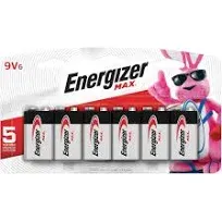 Energizer MAX Alkaline 9 Volt Batteries, 6 Pack