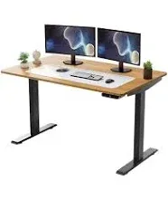 Rise UP Electric Standing Desk Adjustable Height Desk 24-49" Dual Motor One Piece 60x30 Bamboo Standing Desk, Adjustable Large Standing Desk, Stand Up Desk Sit to Stand Desk, Raising Desk Home Office