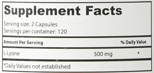 Superior Labs Best L-Lysine Nongmo - Dietary Supplement 500 mg Pure Active L-Lysine 120 Vegetable Capsules Supports Calcium Absorption