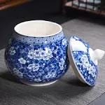 Ancient Chinese Style Creative Blue and White Ceramic Jar with Lid