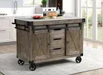 Acme Alforvott Kitchen Island in Marble & Weathered Gray Finish