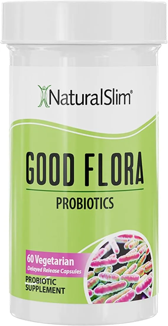 NaturalSlim Good Flora – Probiotics for Digestive Health, Intestinal Flora and Immune Support with Lactobacillus Acidophilus Probiotic | 7 Powerful Probiotic Strains | Gluten Free - 60 Capsules