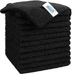 HOMEXCEL Microfiber Cleaning Cloth Black, 12 Pack Premium Microfiber Towels for Cars, Lint Free, Scratch-Free, Highly Absorbent, Reusable Cleaning