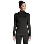 Lands' End Women's Petite Thermaskin Heat Thermal Long Underwear Base Layer Turtleneck Top, Size: Petite XS, Black