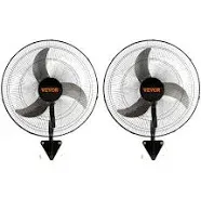 VEVOR Wall Mount Fan, 2 PCS 18 inch Oscillating, 3-speed High Velocity Max. 4000 CFM Industrial Wall Fan for Indoor, Commercial, Residential, Warehouse, Greenhouse, Workshop, Basement, Garage,Black