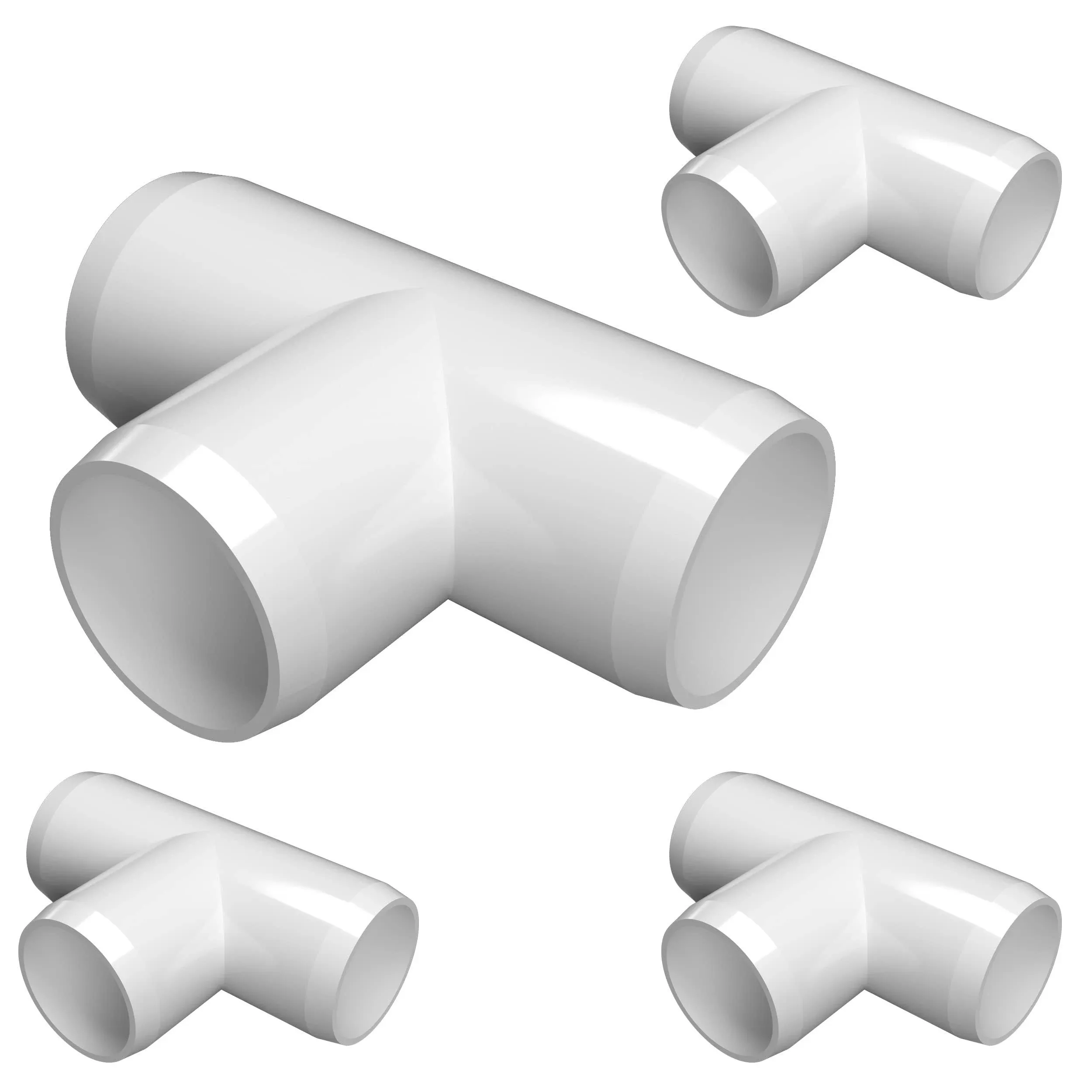 FORMUFIT F114tee-wh-4 Tee PVC Fitting, Furniture Grade, 1-1/4 inch size, White, 4-Pack