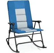 Costway Foldable Rocking Padded Chair Portable Camping Chair with Backrest Armrest