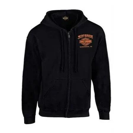 Harley-Davidson® Men's Custom Freedom Fleece Full-Zip Hoodie - Solid Black