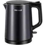 Kikiwell 0.8L Small Electric Kettles Stainless Steel, Travel Mini Hot Water Boiler Heater, Double Wall Cool Touch Portable Teapot Heater, Auto Shut-