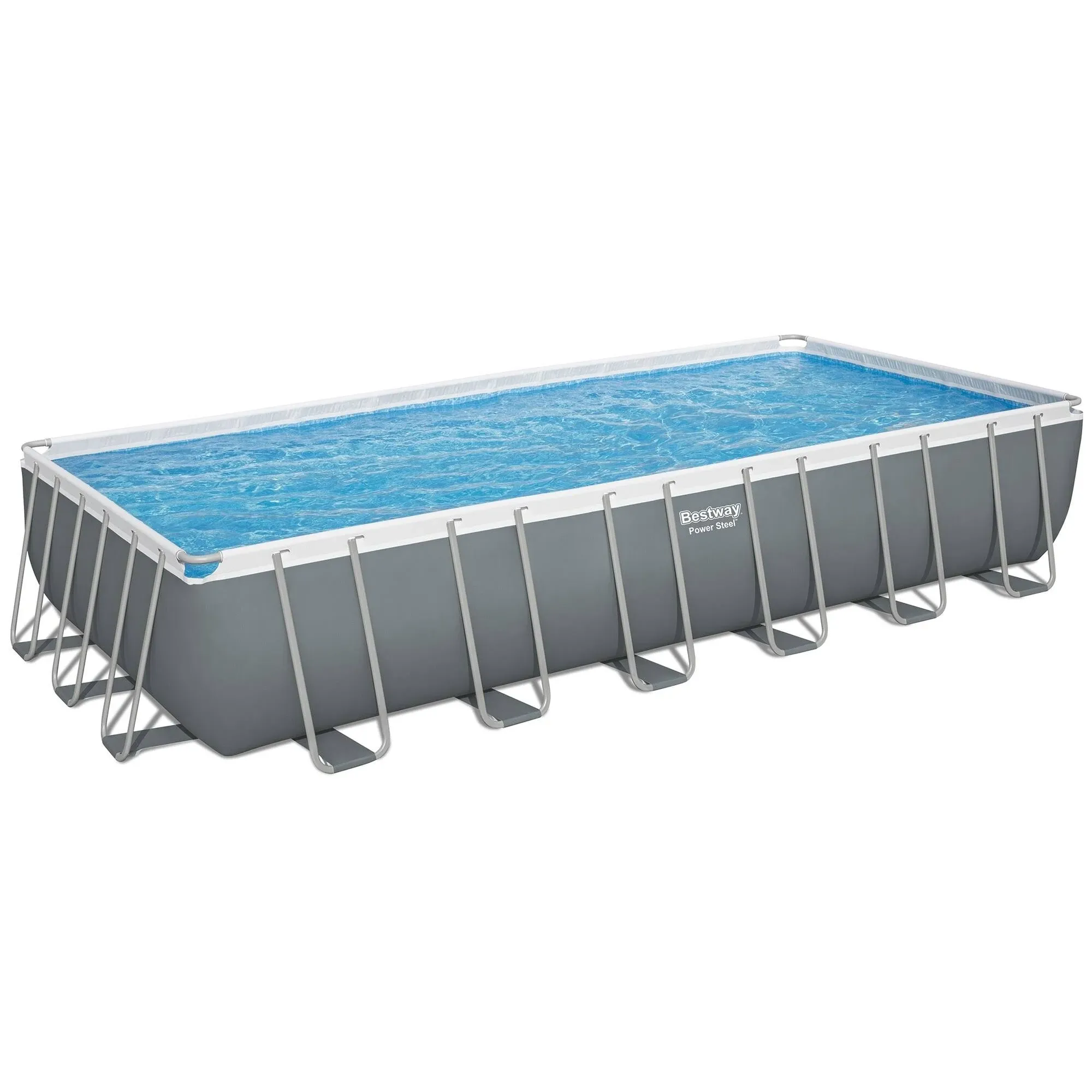 Bestway 24' x 12' x 52" Power Steel Rectangular Above Ground Swimming Pool Set