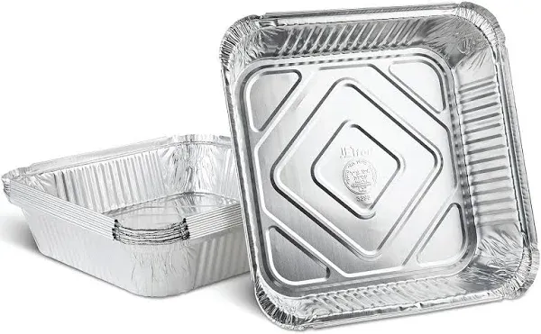 PLASTICPRO Disposable 9'' X 9'' X 2'' Inch Square Aluminum Tin Foil Baking Pans Bakeware - Cookware Perfect for Baking Cakes, Breads, Brownies, Bread, Meatloaf, Lasagna, Pack of 10