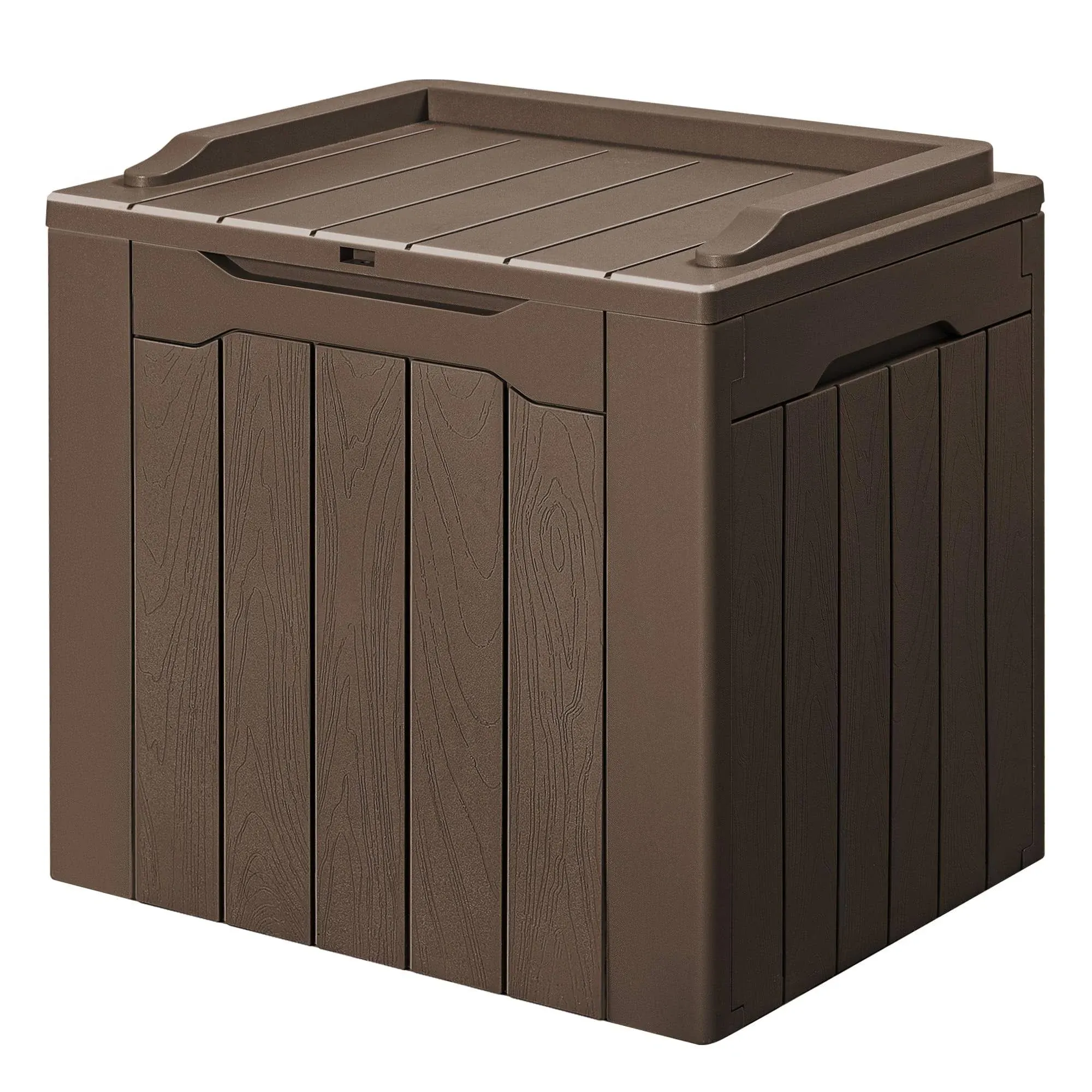 30 Gallon Small Deck Box Outdoor Waterproof Resin Storage Box Lockable Storage