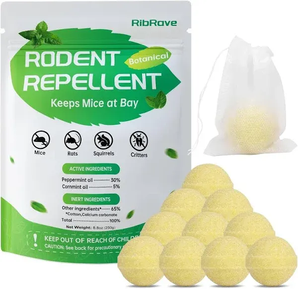 10 Packs Rodent Repellent Peppermint Oil to Repel Mice and Rats Mint Mice Repellent for Indoor & Outdoor to Get Rid of Mouse Rat Pest Squirrel Spider for Attic Garage RV House Light Yellow