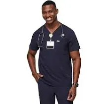 FIGS &#x27;LEON&#x27; SCRUB TOP V-NECK SHORT-SLEEVE 2 POCKET ROYAL BLUE MENS LARGE