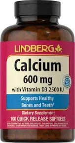 Lindberg Calcium 600 mg Softgels with Vitamin D3