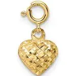 14K Yellow Gold Heart with Spring Ring Clasp Charm