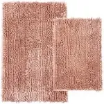  Bathroom Rugs Mats Set 2 Piece Butter Chenille, Cute Bath 31x20&#034;+24x16&#034; Pink