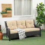 Outsunny 3-Seater Outdoor Sofa with 4&quot; Thick Padded Cushions, PE Rattan Patio Outdoor Couch with Curved Armrests, for Conservatory, Garden, Beige