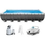 INTEX ZX100 Auto Pressure Side Pool Cleaner and 24 Foot x 12 Foot x 52 Inch Rectangular Ultra XTR Frame Swimming Pool with Pump