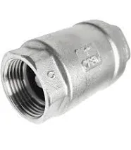 1" Vertical Check Valve,Female WOG1000 304 Stainless Steel, NPT Spring Loaded in-line Low Cracking Pressure CF8M