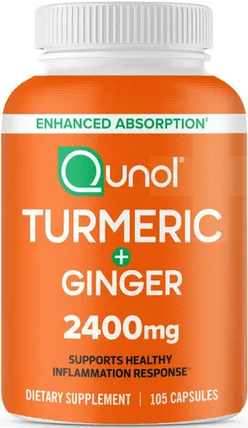 Qunol Turmeric Curcumin with Black Pepper &amp; Ginger, 2400Mg Turmeric Extra