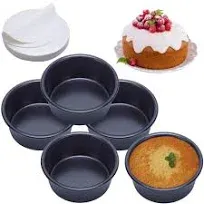 4 Inch Cake Pan Set of 5, Nonstick round Cake Pans with 100 Pieces Parchment Pap