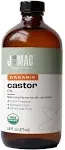 J MAC BOTANICALS Organic Castor Oil Cold Pressed (Glass Bottle, 16 oz), pure castor oil, hexane free, castor oil for face, skin, castor oil for eyelashes, cold pressed organic castor oil