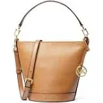 Michael Kors Townsend Leather Small Bucket Bag Purse Pale Peanut Gold Hardware