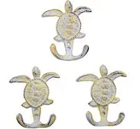 Wowser Brands Distressed White & Yellow Cast Iron Sea Turtle Wall Hooks