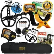 Garrett ACE 400 Metal Detector with DD Waterproof Search Coil and Carry Bag (Pac