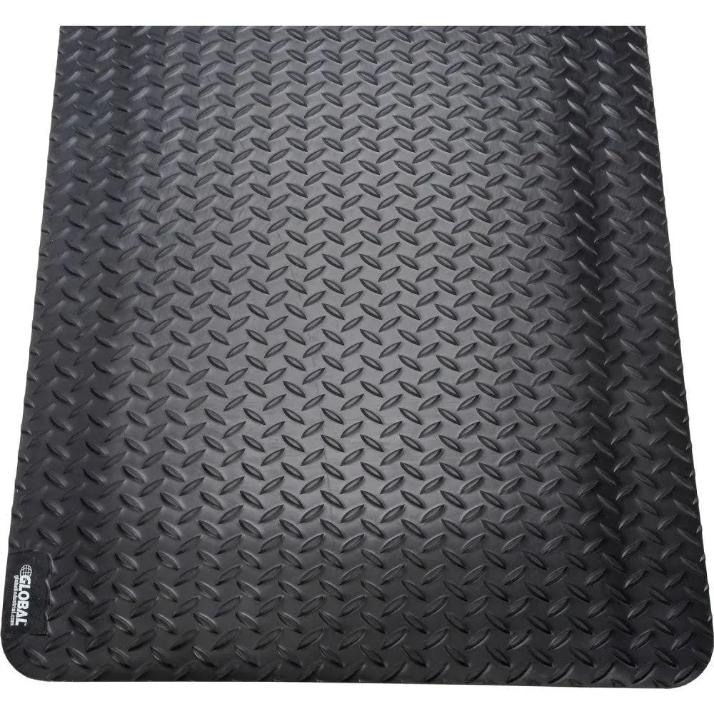 Global Industrial Diamond Plate Ergonomic Mat 15/16" Thick 24"x36" Black