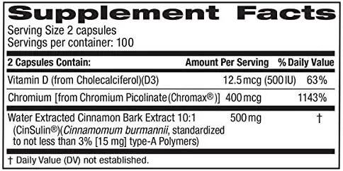 Trunature Advanced Strength CinSulin Cinnamon Blood Glucose 200 Ct Exp: 04/26