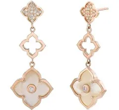 Lavari Jewelers Women's Three Flower Drop Dangle Earrings