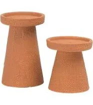 Main + Mesa Stoneware Pillar & Taper Candle Holders (Set of 2)